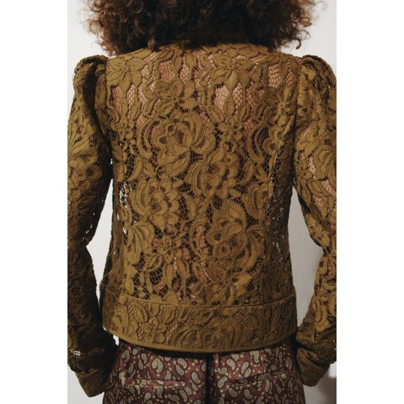 ZARA ZW COLLECTION LACE JACKET WITH BALLOON SLEEVES - Picture 3 of 6